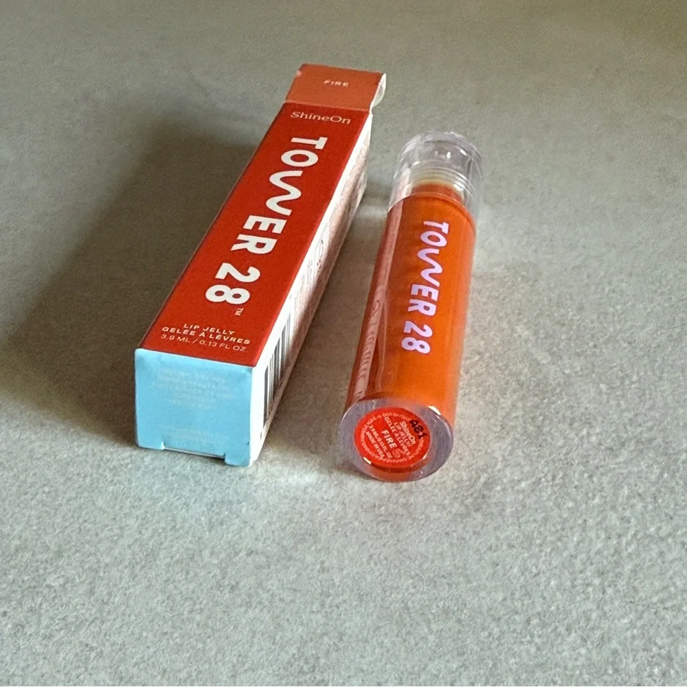 Tower 28 ShineOn Lip Jelly in Fire Sheer Orange 0.13 oz